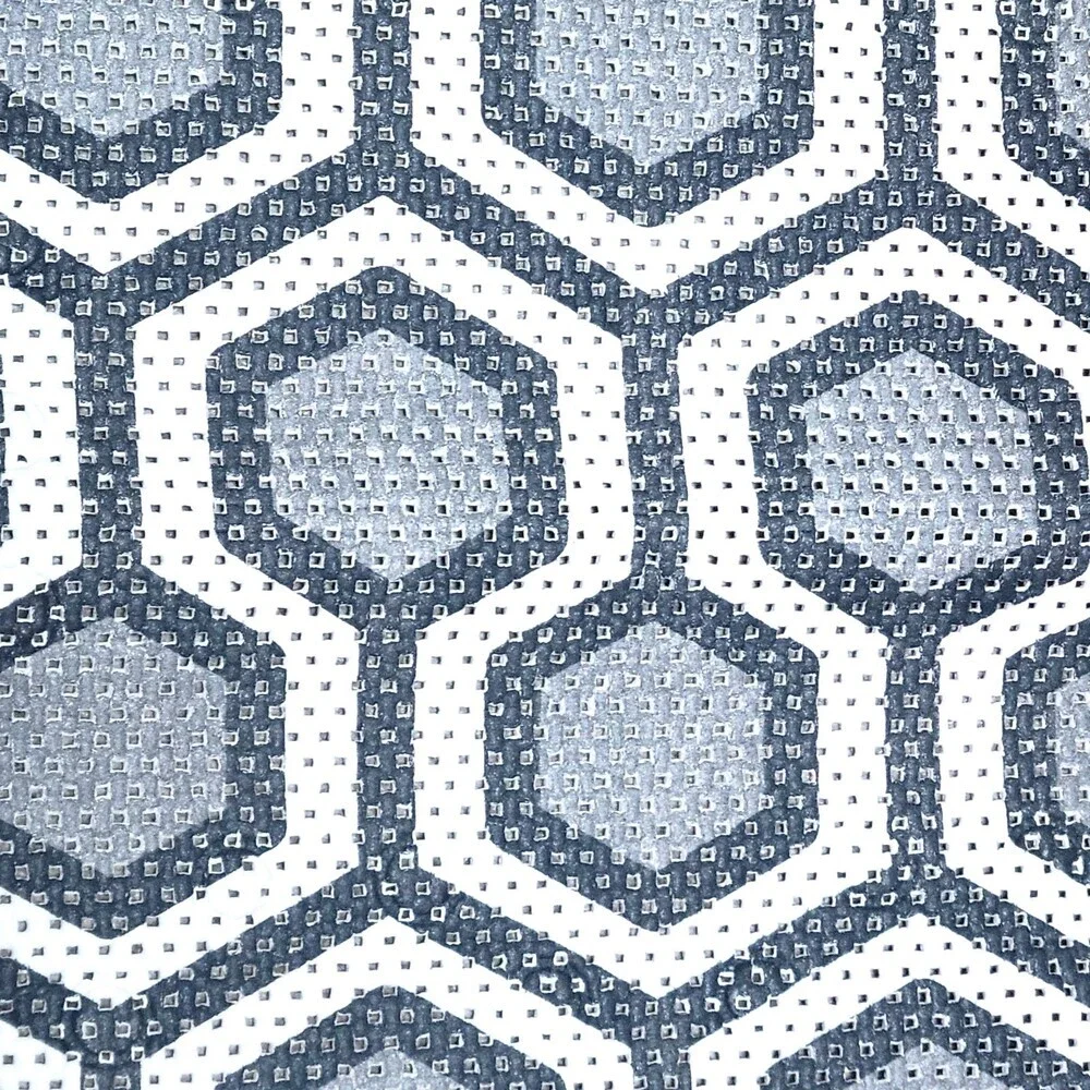 Bathtub Shower Mat Suction Cups Washable Bathroom Gray White Hexagons